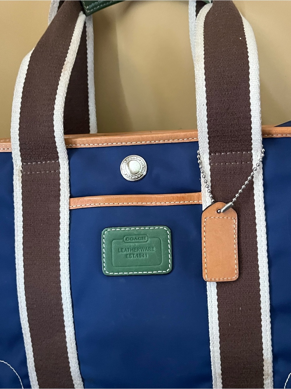 Vintage Coach Weekend Mini Hampton Tote 6261 Purse Blue and Green - Picture 3 of 16